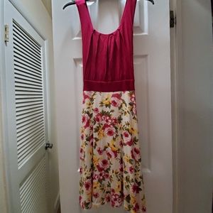 Burgundy and white floral dress
